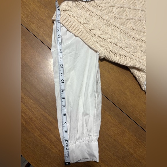 English Factory Mixed Media Cable Detail Sweater in Cream and White - Small - Picture 8 of 10